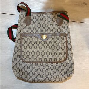 Gucci  Plus Monogram Tote with Red and Green Straps